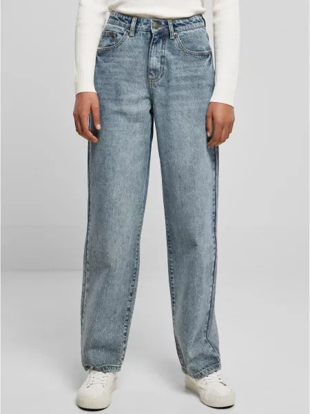 Pantaloni Urban Classics cu talie înaltă alb