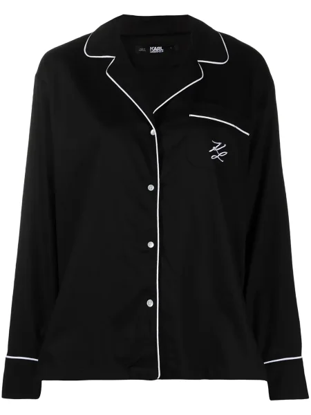 Pijamale Karl Lagerfeld cu broderie negru