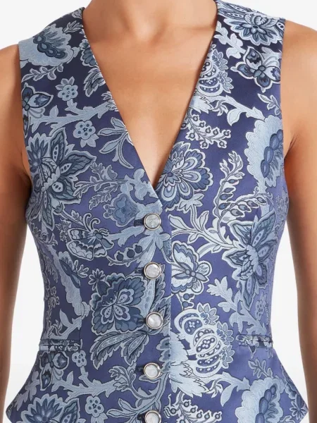 Vestă Temperley London cu model floral cu imagine albastru