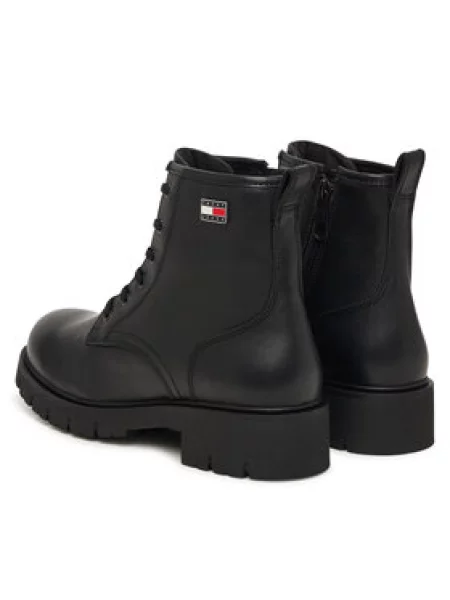 Tommy Jeans Pohodni čevlji Tjw Cleated Lace Up Boots črna