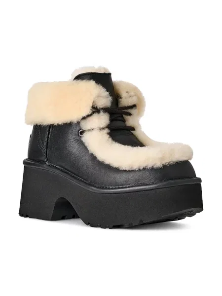 Botki Ugg sznurowane skórzane czarne
