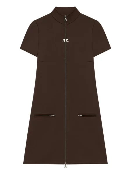 Krótka sukienka mini Courreges garniturowa brązowa