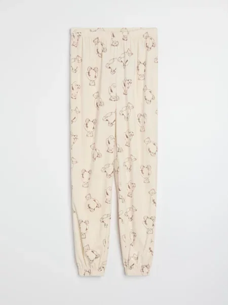 Двохчастинна велюрова піжама кремовий