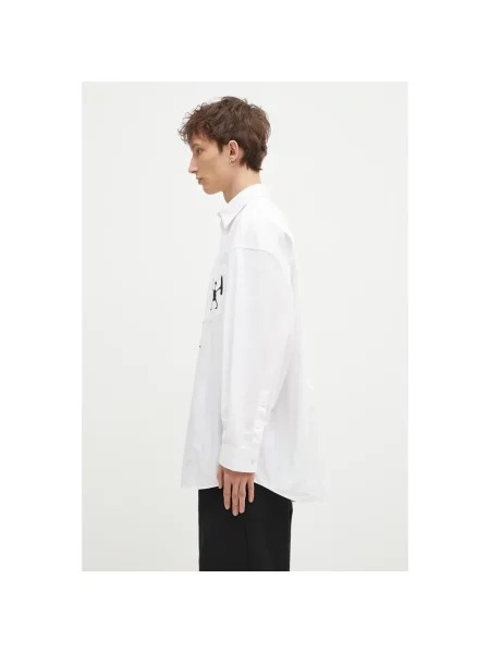 Wood Wood koszula Rofus Oversized Print Shirt relaxed z kołnierzykiem klasycznym biały