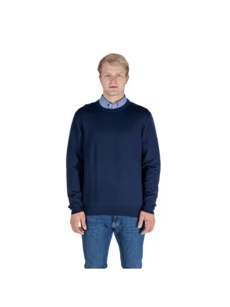 Sweter Aquascutum z wełny merino w kratę niebieski