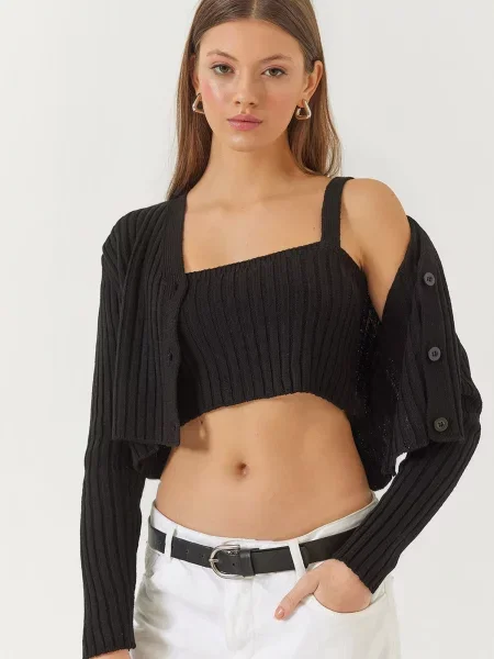 Bianco Lucci Geacă tricotată negru