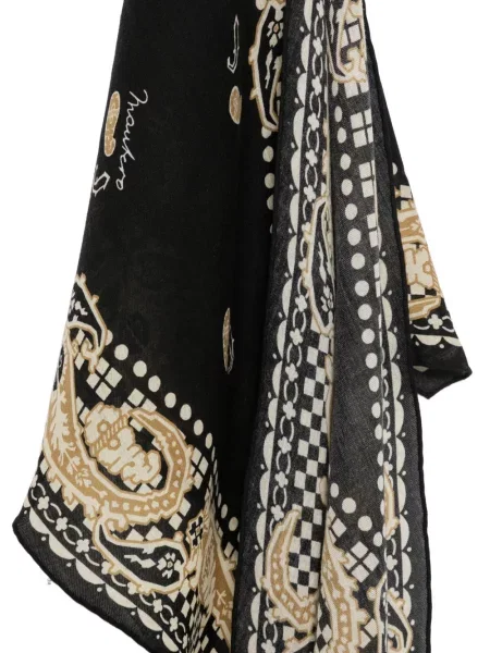 Μεταξωτός κασκόλ Mantero 1902 με σχέδιο paisley μαύρο