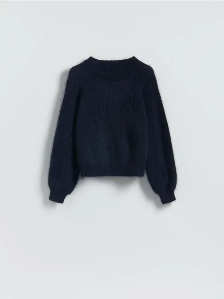 Reserved Pulover cu adaos de mohair bleumarin
