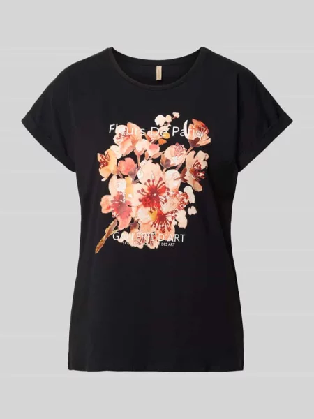 T-shirt z nadrukiem z motywem model RINA' Soyaconcept czarna