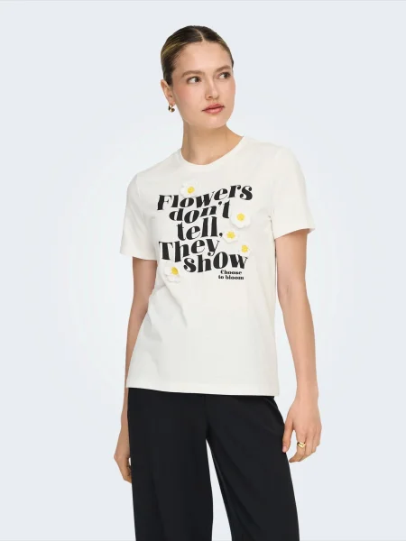 ONLY Tricou ONLCILLE DAISIES galben / negru / murdar alb