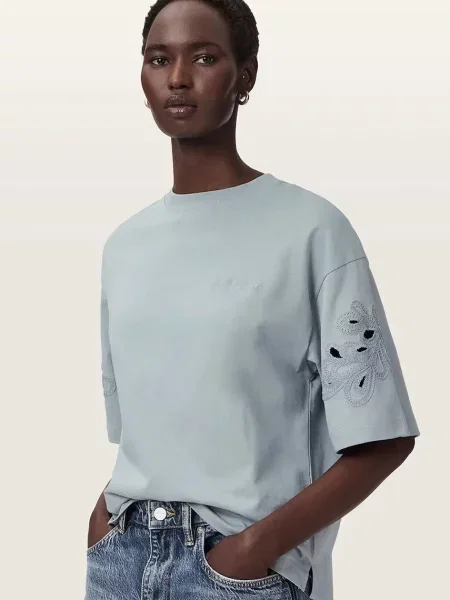 AllSaints tricou oversized pentru femei din LOLA albastru