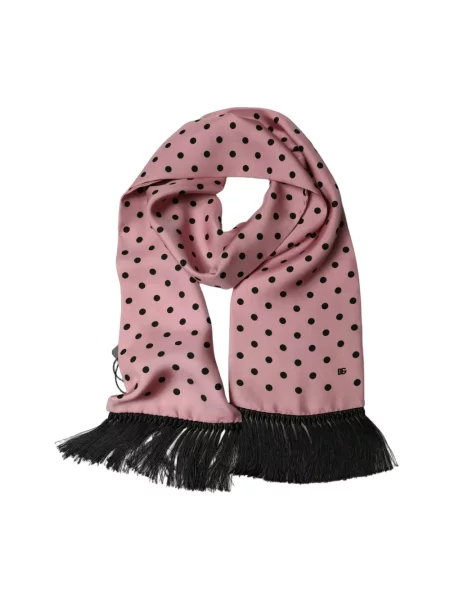 Chusta Dolce And Gabbana z frędzli w grochy różowa
