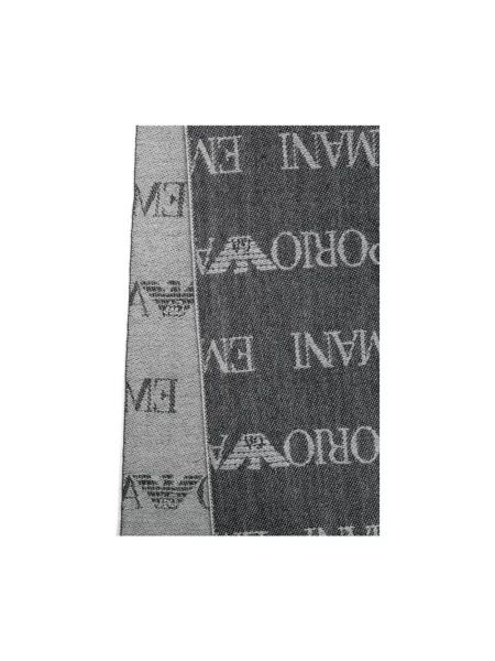 Emporio Armani szalik z dodatkiem wełny granatowy wzorzysty szara