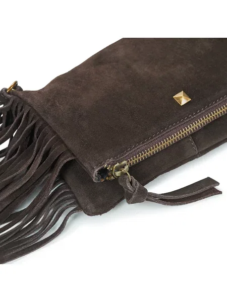 Semišová kabelka Pieces hnedá