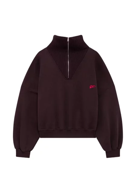 Hanorac cu fermoar Msgm cu broderie maro