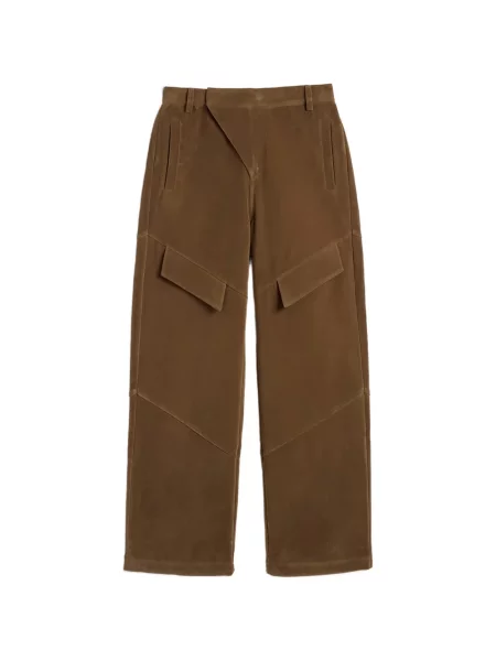 Pantaloni cargo Apparis din piele de căprioară maro