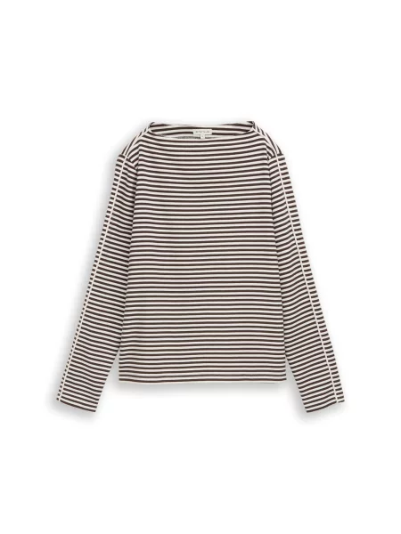 TOM TAILOR Tricou ciocolatiu alb