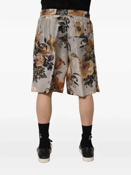 Μεταξωτά φλοράλ σορτς Dolce & Gabbana με σχέδιο γκρι