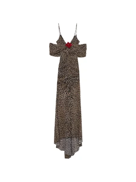 Rochie maxi Blumarine cu imagine cu model leopard maro
