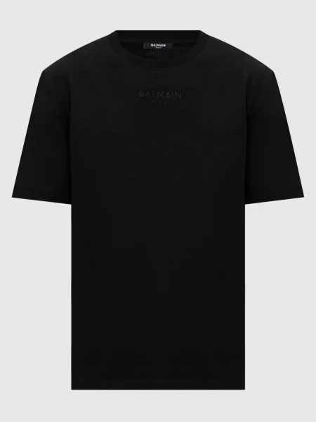 Футболка з вишивкою логотипа Balmain чорна