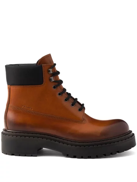 Botine Prada din piele maro