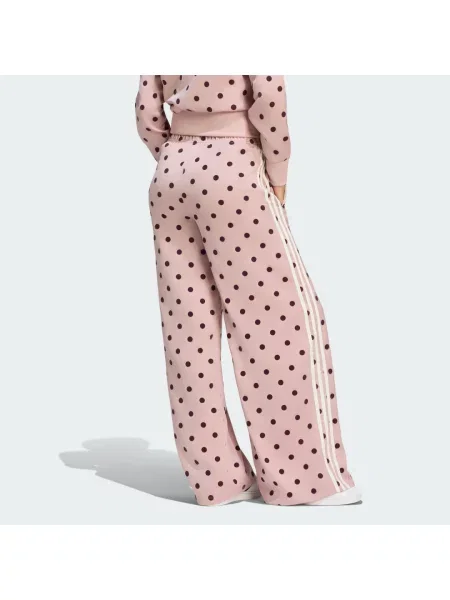 SPODNIE SATIN POLKA DOTS WIDE LEG różowe