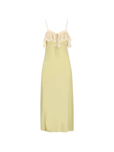 Rochie maxi Chloé de mătase verde