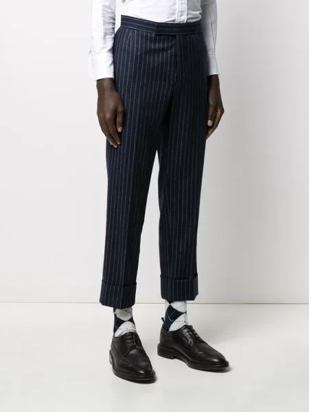 Pantaloni Thom Browne cu dungi de flanelă albastru
