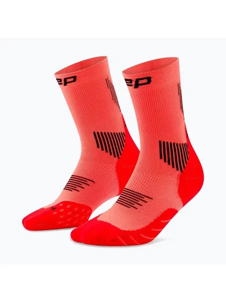 Șosete compresive pentru bărbați CEP Run Mid Cut neon coral
