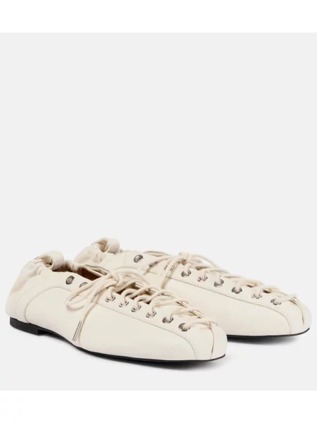 Balerini Ganni cu șireturi din piele alb