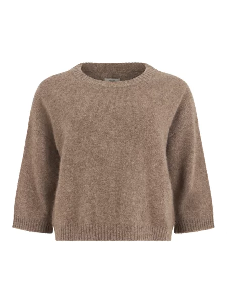 Krótki sweter Loulou De Saison wełniany brązowy