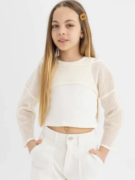 Tricou copii Defacto alb