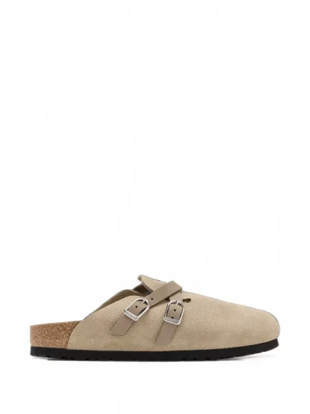 Papuci tip mules Birkenstock din piele de căprioară