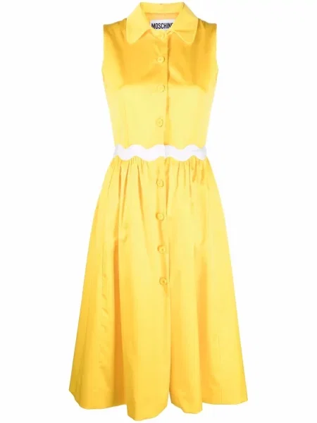 Cu centură rochie midi Moschino galben