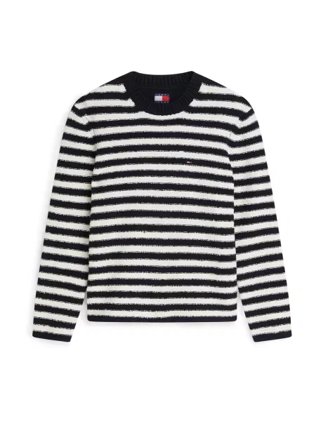 Tommy Jeans Pulover albastru marin alb