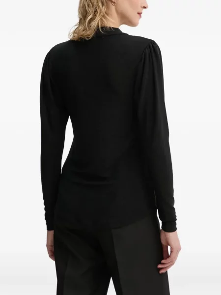 Lung tricou Bruuns Bazaar cu decolteu în V negru