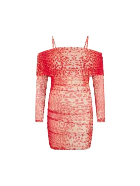 Sukienka Roberto Cavalli skórzana czerwona