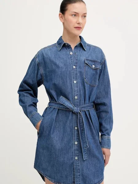 G-Star sukienka jeansowa mini prosta niebieski