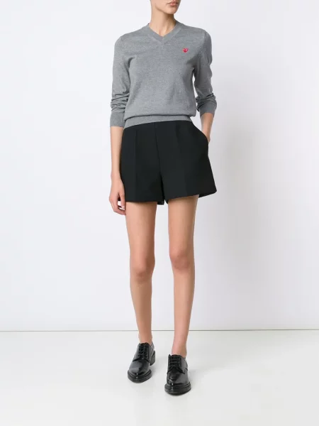 Mini megztinis Comme Des Garçons Play v formos iškirpte su širdelėmis pilka