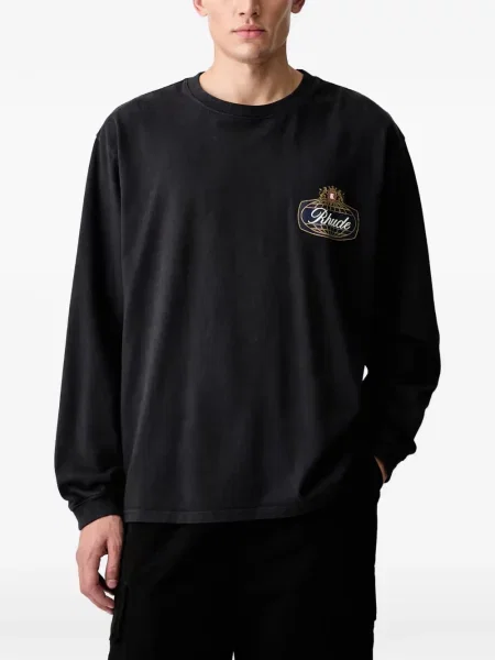 Lung tricou Rhude cu imagine negru