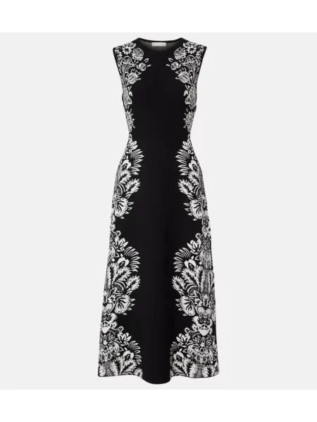 Rochie midi Ulla Johnson din jacard până la genunchi de costum negru