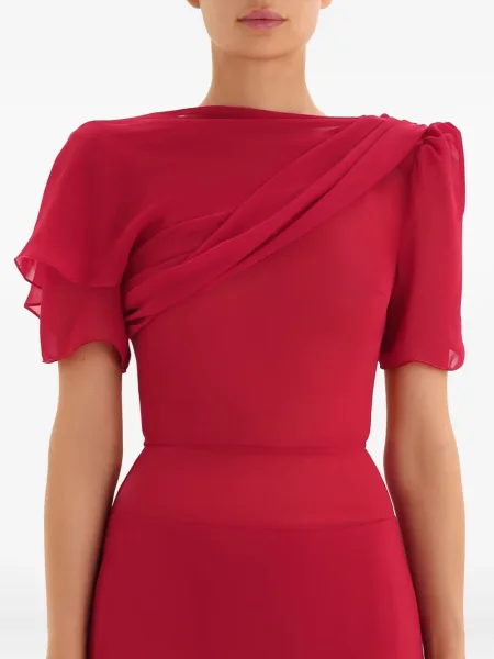 Rochie midi Post Meridiem drapată până la genunchi de costum roșu
