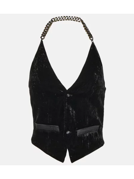 Vestă Didu de catifea negru