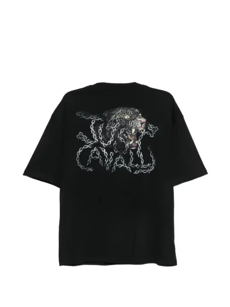 Tricou Just Cavalli cu imagine cu model leopard negru
