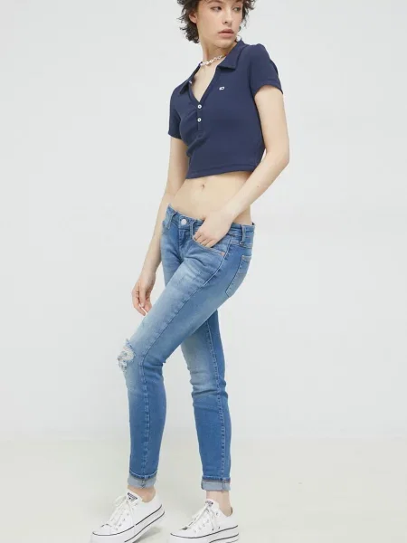 Koszulka Tommy Jeans z krótkim rękawem niebieska