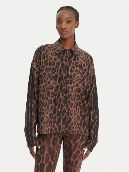 Adidas Jachetă cămașă Seasonal Essentials Leopard Print maro