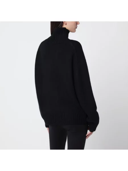 Sweter z golfem Almada wełniany czarny