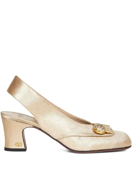 Pantofi cu toc Valentino Garavani slingback de cristal galben
