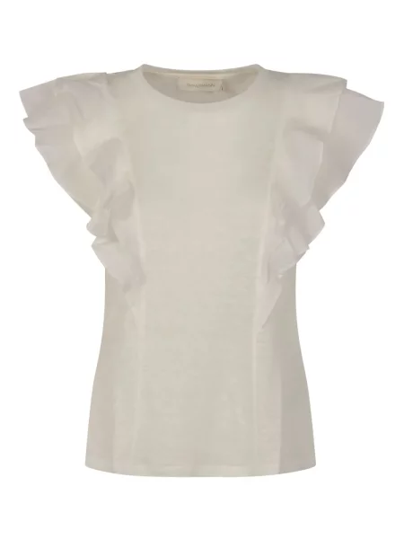 Lniana koszulka Zimmermann biała