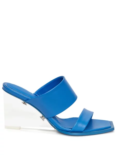 Кожени мюли Alexander Mcqueen на платформе синьо